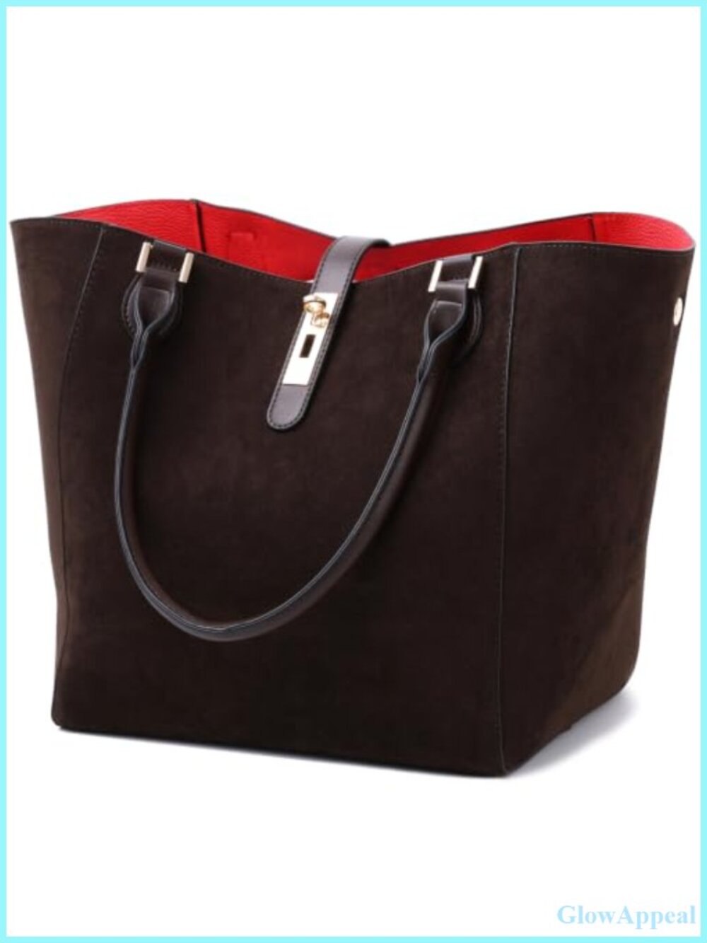 Large Vegan Leather Work Tote Bag with Guitar Strap Crossbody Purse